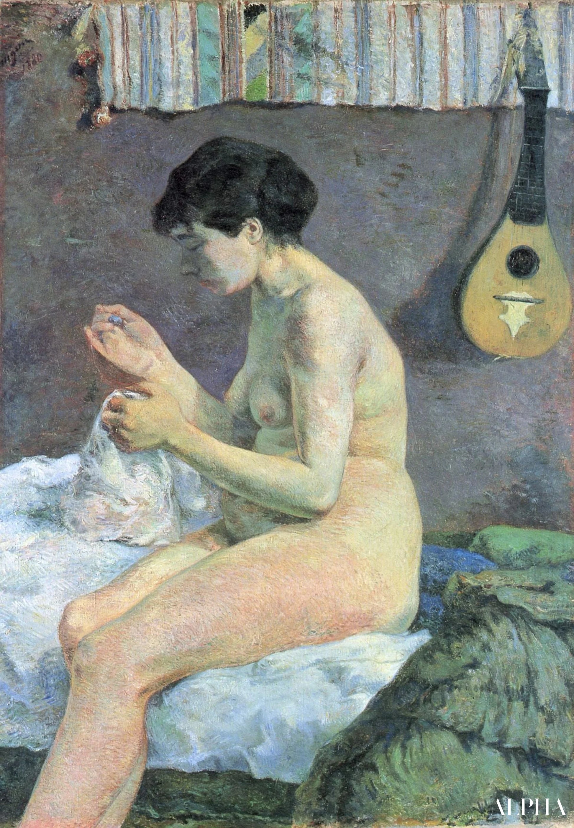 누드 연구 또는 바느질하는 수잔 - 폴 고갱 - 고급 그림 및 회화 복제본