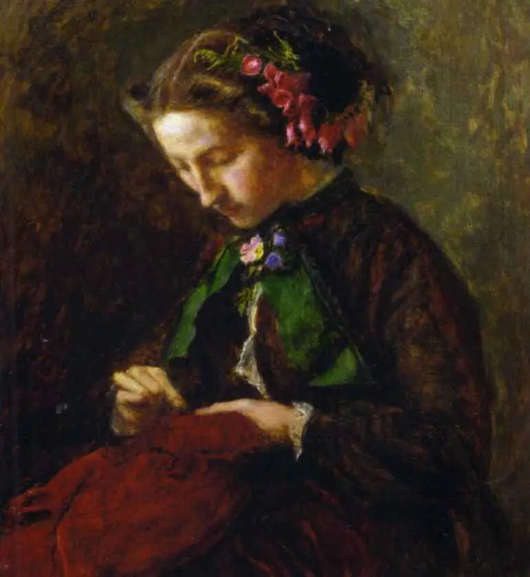 유페미아 '에피' 챌머스 그레이, Mme 존 러스킨 (1828-1898), 나중에 밀레인 부인, 머리카락에 디지털리스(디지털리스) - 존 에버렛 밀레인