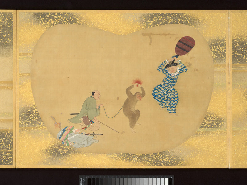 Éventails peints de figures, oiseaux et fleurs - Kanō Tsunenobu