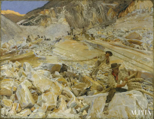 Faire descendre le marbre des carrières à Carrare - John Singer Sargent - Reproductions de tableaux et peintures haut de gamme