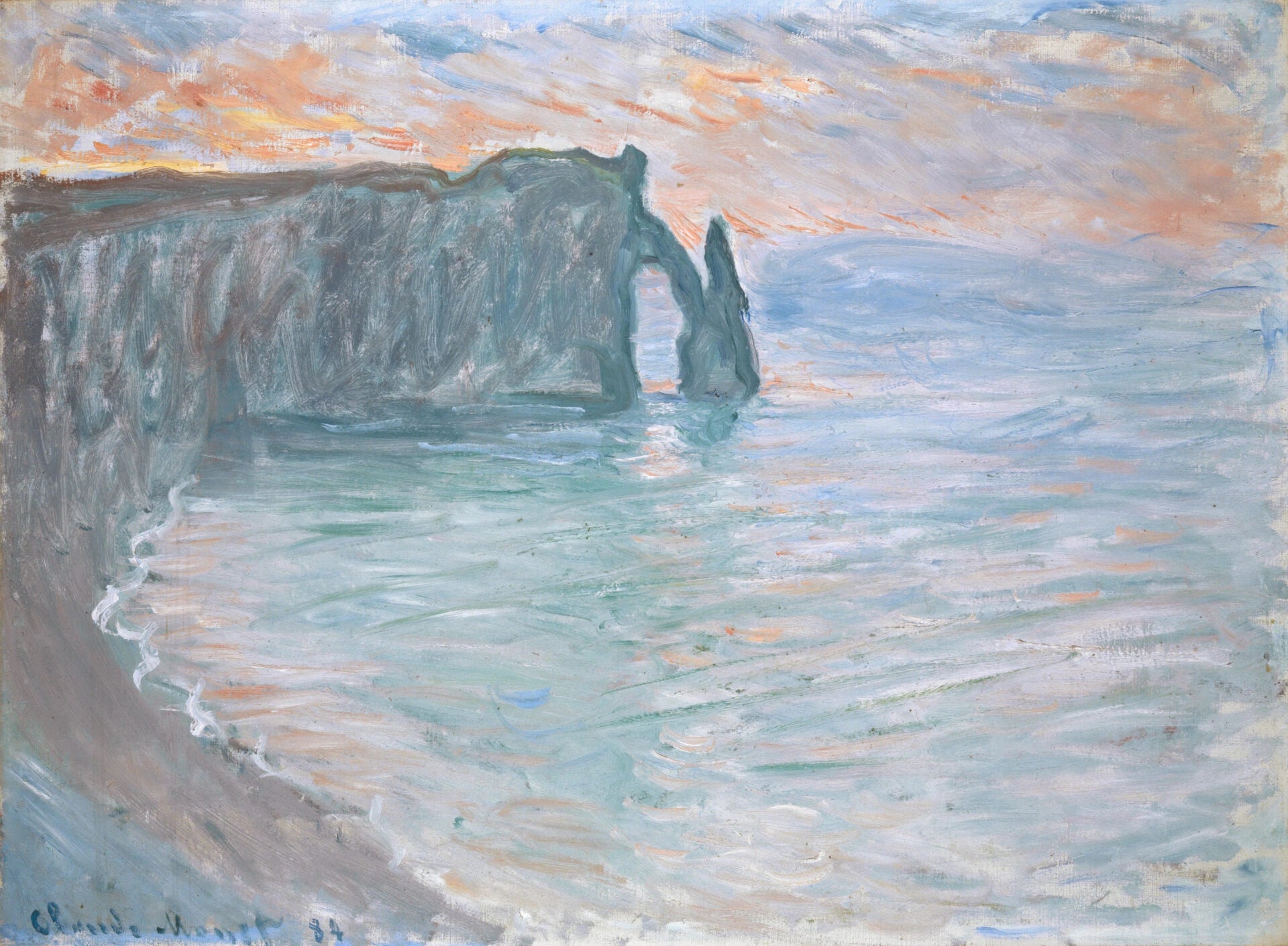 La Falaise d’Aval avec la Porte et l’Aiguille W908 par Claude Monet, Kunstmuseum Basel