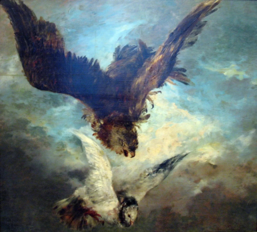 매ing이 비둘기를 공격하는 모습 - 아돌프 폰 멘젤

Source:
Faucon attaquant un pigeon - Adolph von Menzel