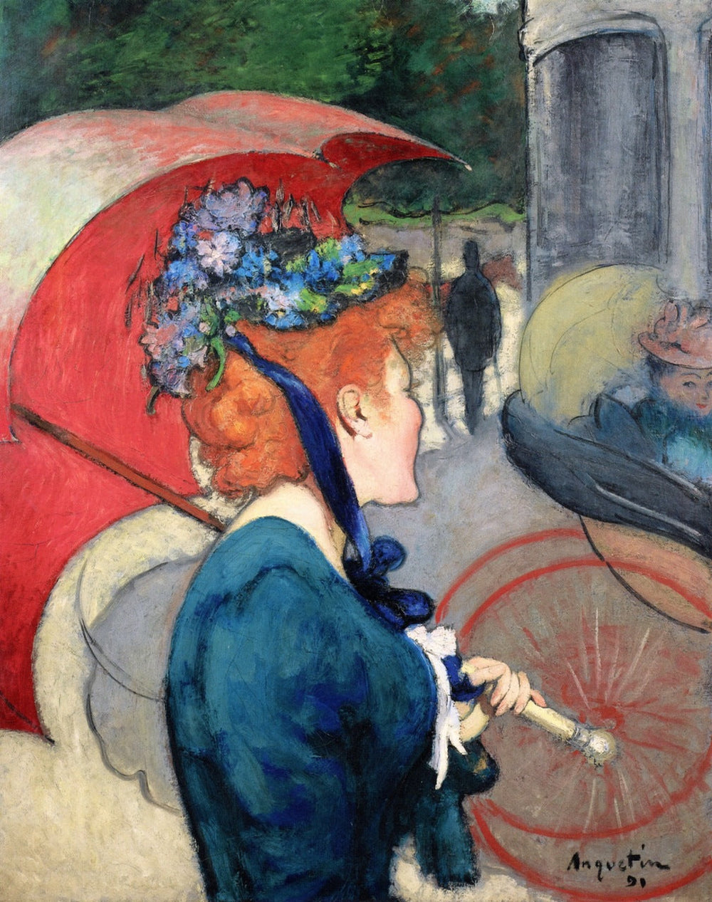 Femme au parapluie - Louis Anquetin image 1 copie de tableau peinte à la main