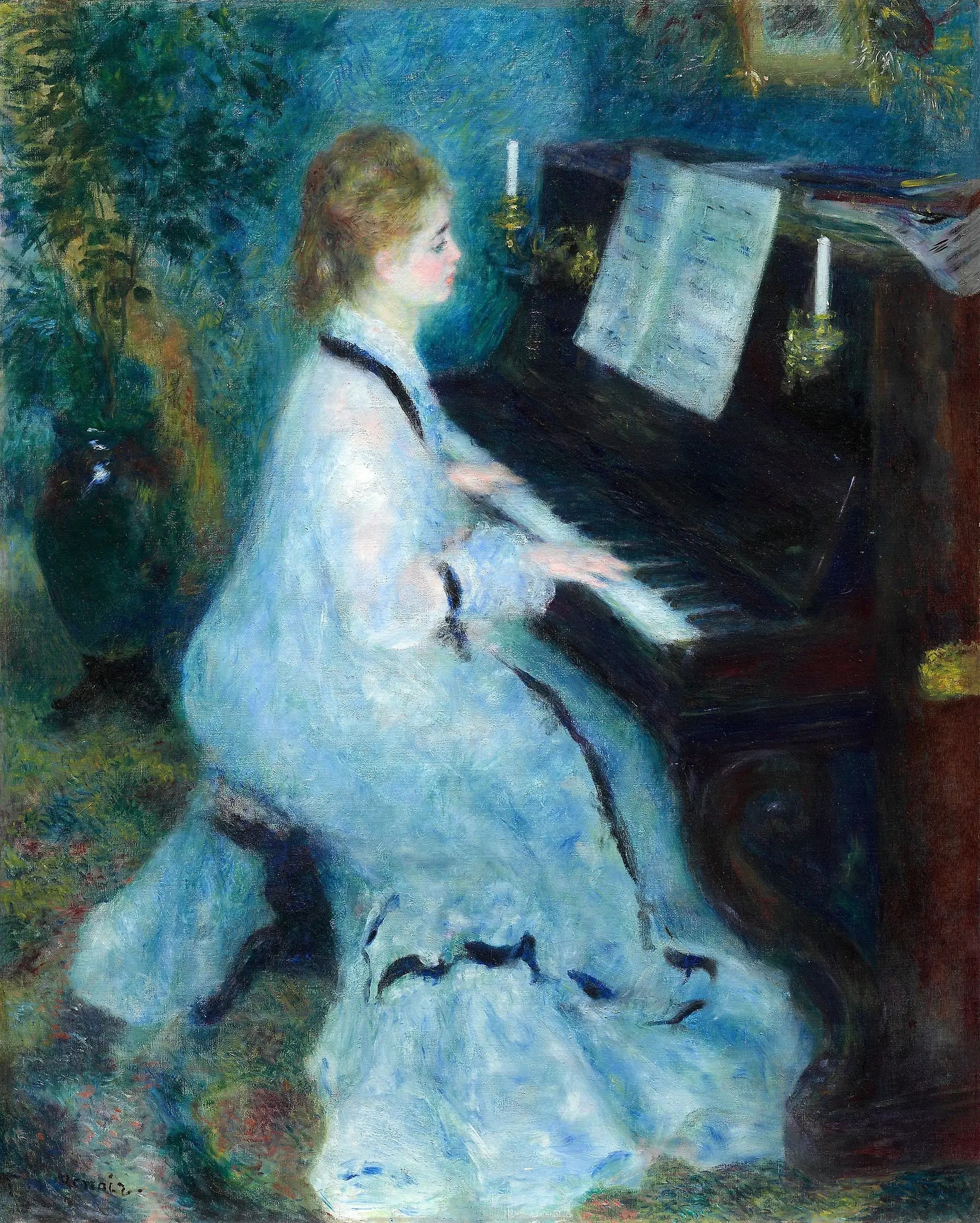 Femme au piano - Pierre-Auguste Renoir image 1 tableau peint à l’huile sur toile