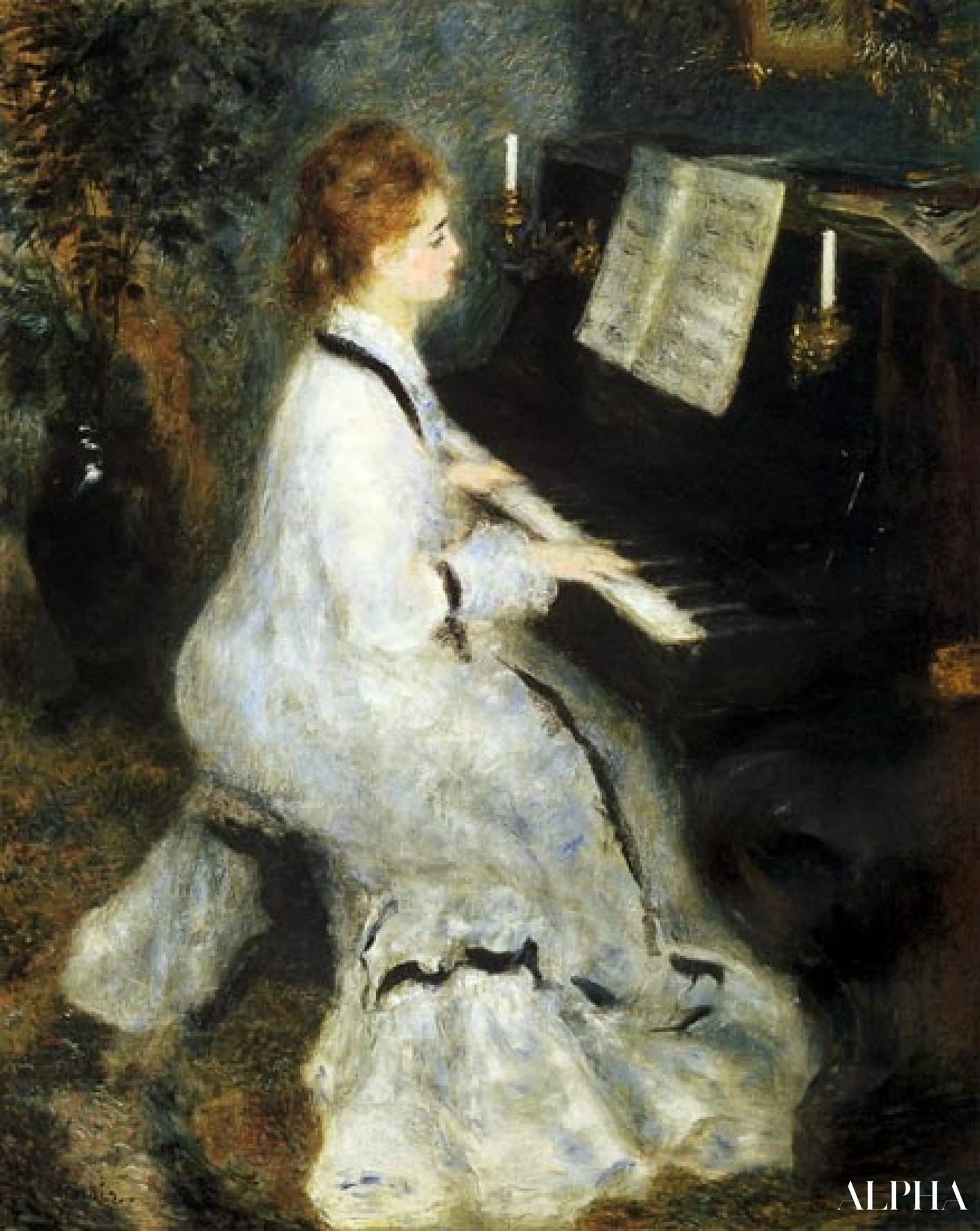 피아노 앞의 여성 - Pierre-Auguste Renoir - 고급 그림 및 회화 복제본