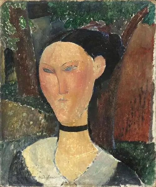 Femme au ruban de velours - Amedeo Modigliani image 1 reproduction artisanale de tableau