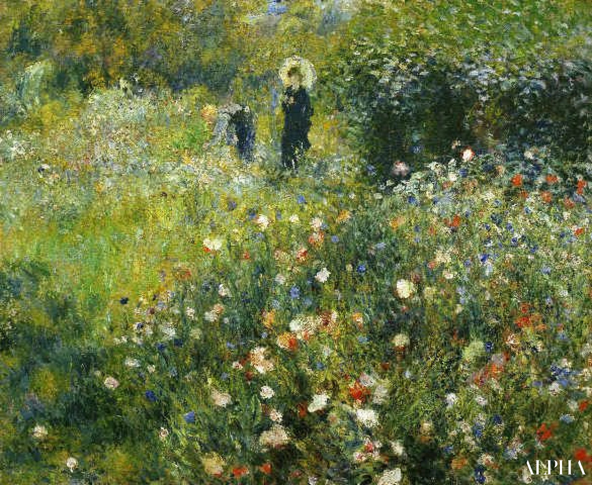 Femme avec parasol dans un jardin - Pierre-Auguste Renoir - Reproductions de tableaux et peintures haut de gamme