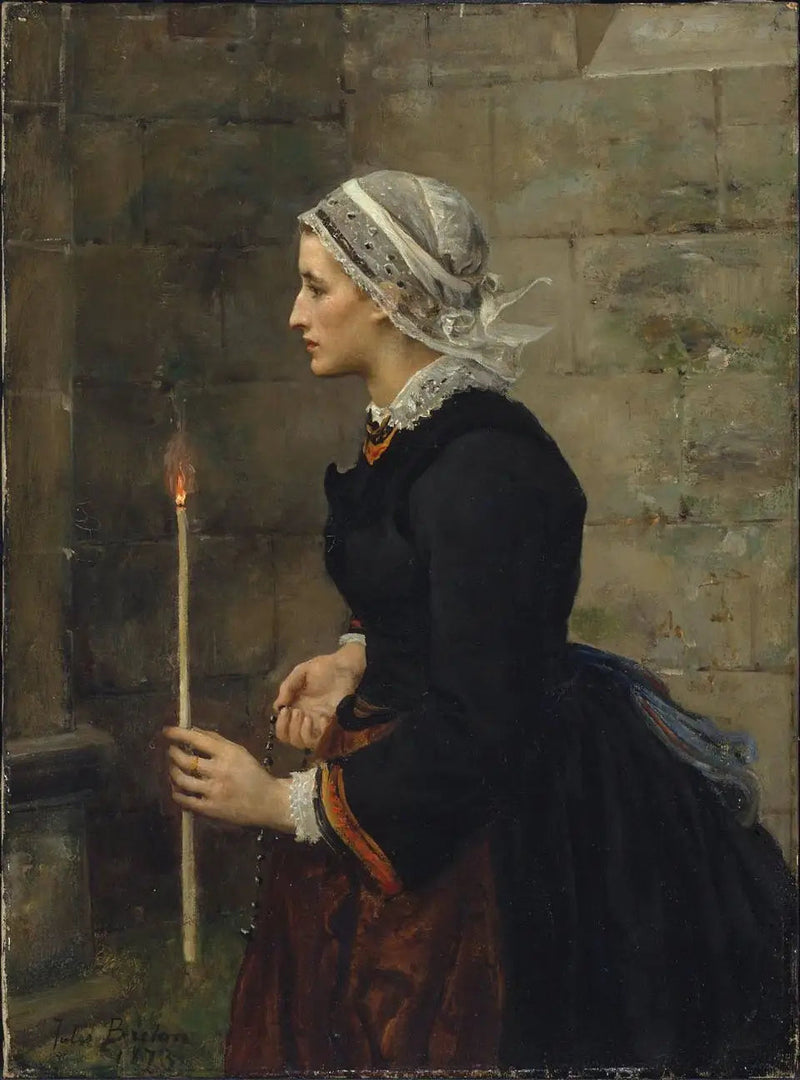 여성과 얇은 양초 - Jules Breton