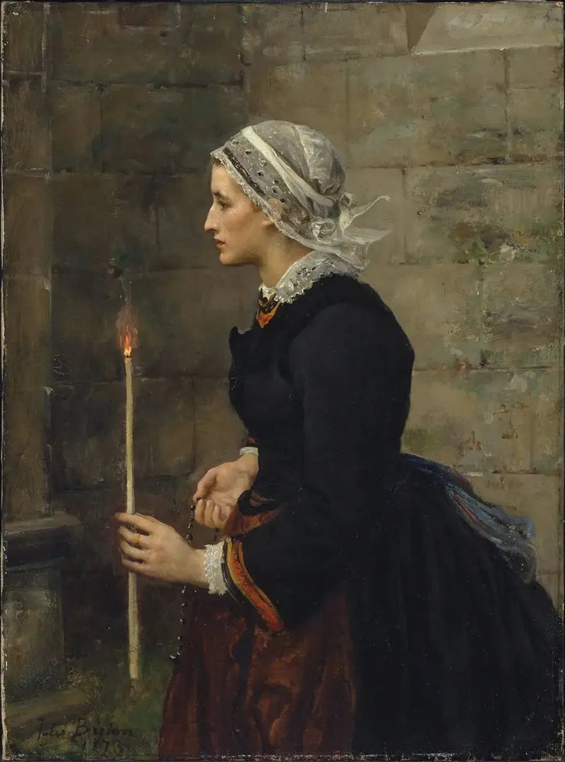 여성과 얇은 양초 - Jules Breton