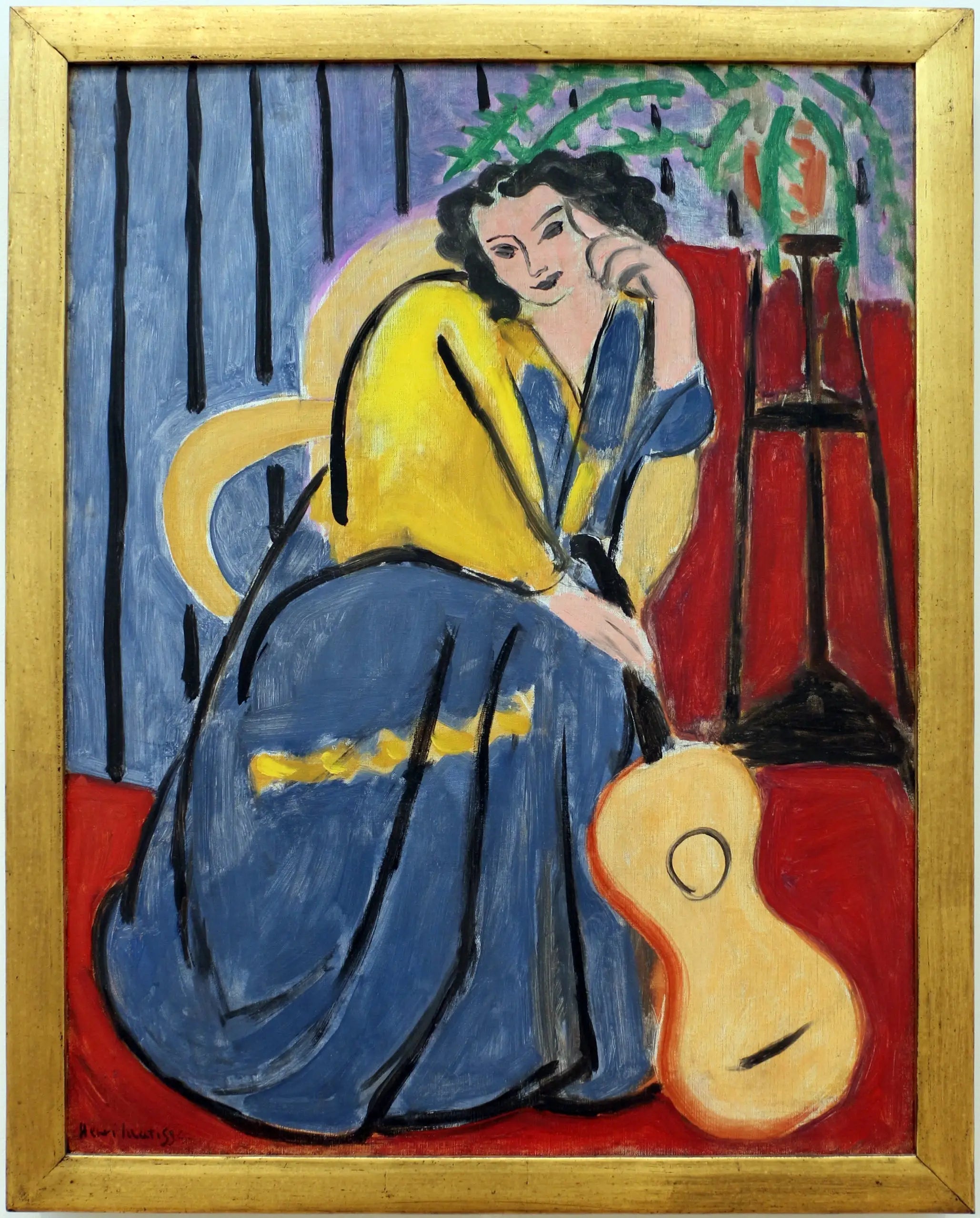 Reproduction du tableau « Femme en jaune et bleu à la guitare - Henri Matisse » par Alpha Reproduction en peinture à l’huile