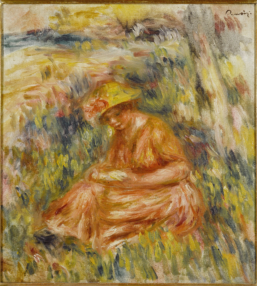 Femme lisant dans un paysage de Renoir, vers 1917, Petit Palais PPP4824 – reproduction peinture à l’huile sur toile
