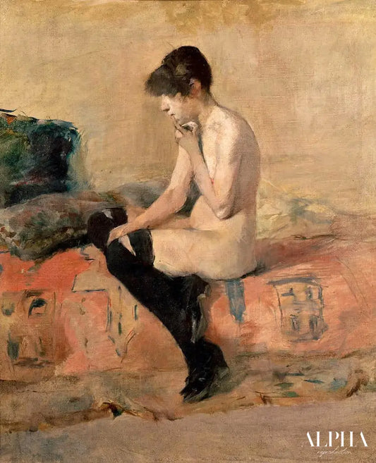 Femme nue assise sur un divan - Toulouse Lautrec - Reproductions de tableaux et peintures haut de gamme