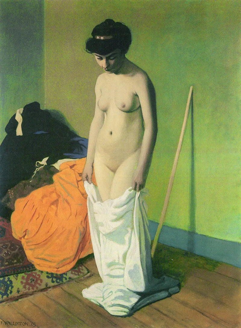 여성 누드 서서 두 손으로 셔츠를 잡고 있는 모습 - 펠릭스 발로통

Source:
Femme nue debout tenant sa chemise à deux mains - Félix Vallotton