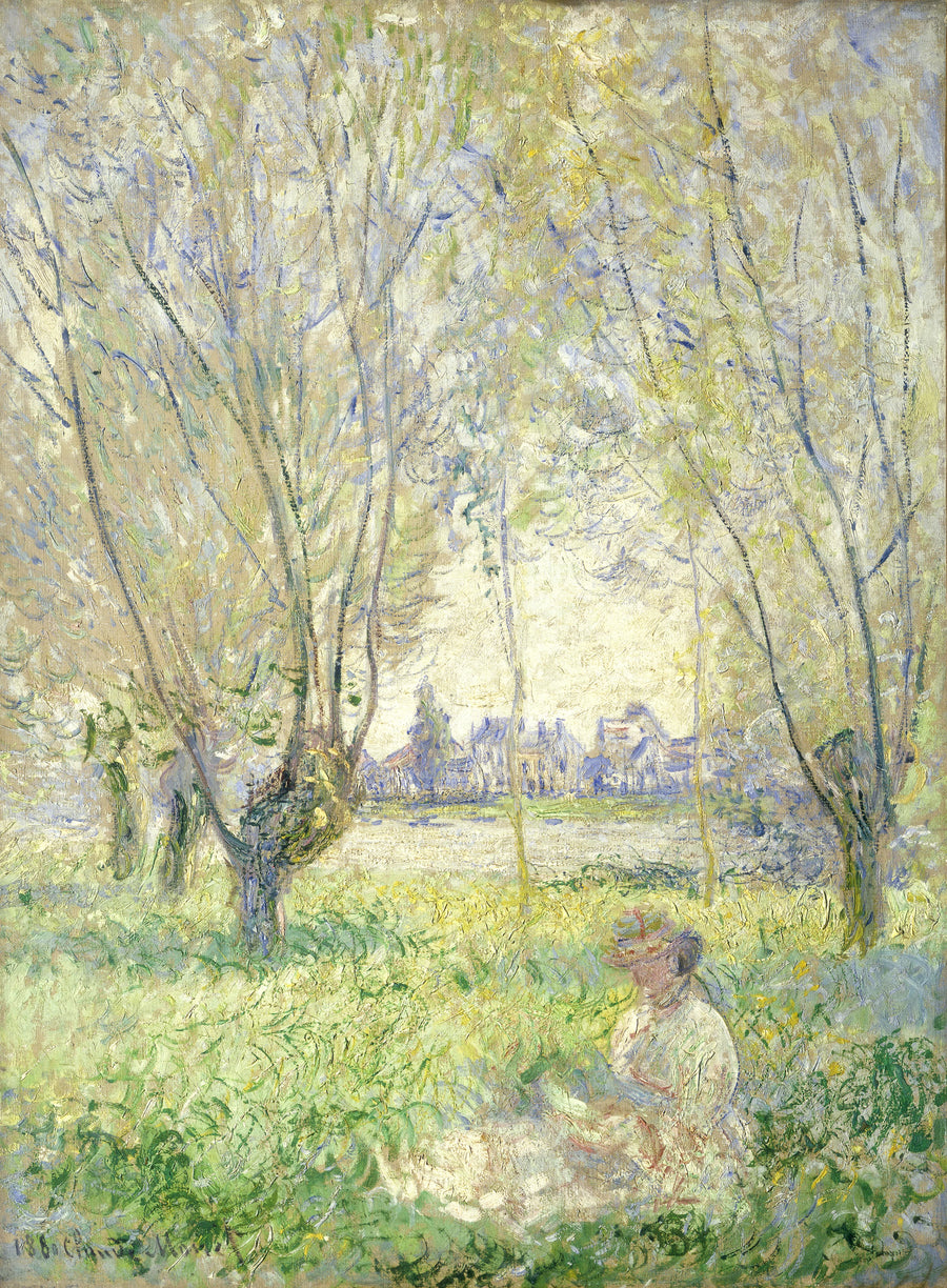 버드나무 아래 앉아 있는 여성 - Claude Monet