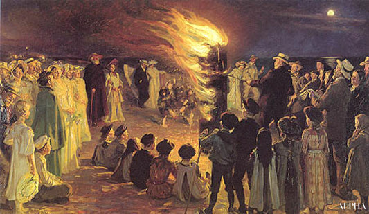 Feu de joie de la St-Jean sur la plage de Skagen - Peder Severin Kroyer - Reproductions de tableaux et peintures haut de gamme