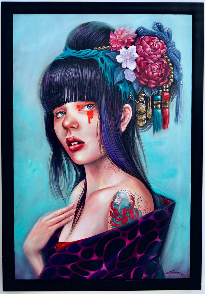 꽃이 있는 번 헤어의 소녀 | 60 x 90cm