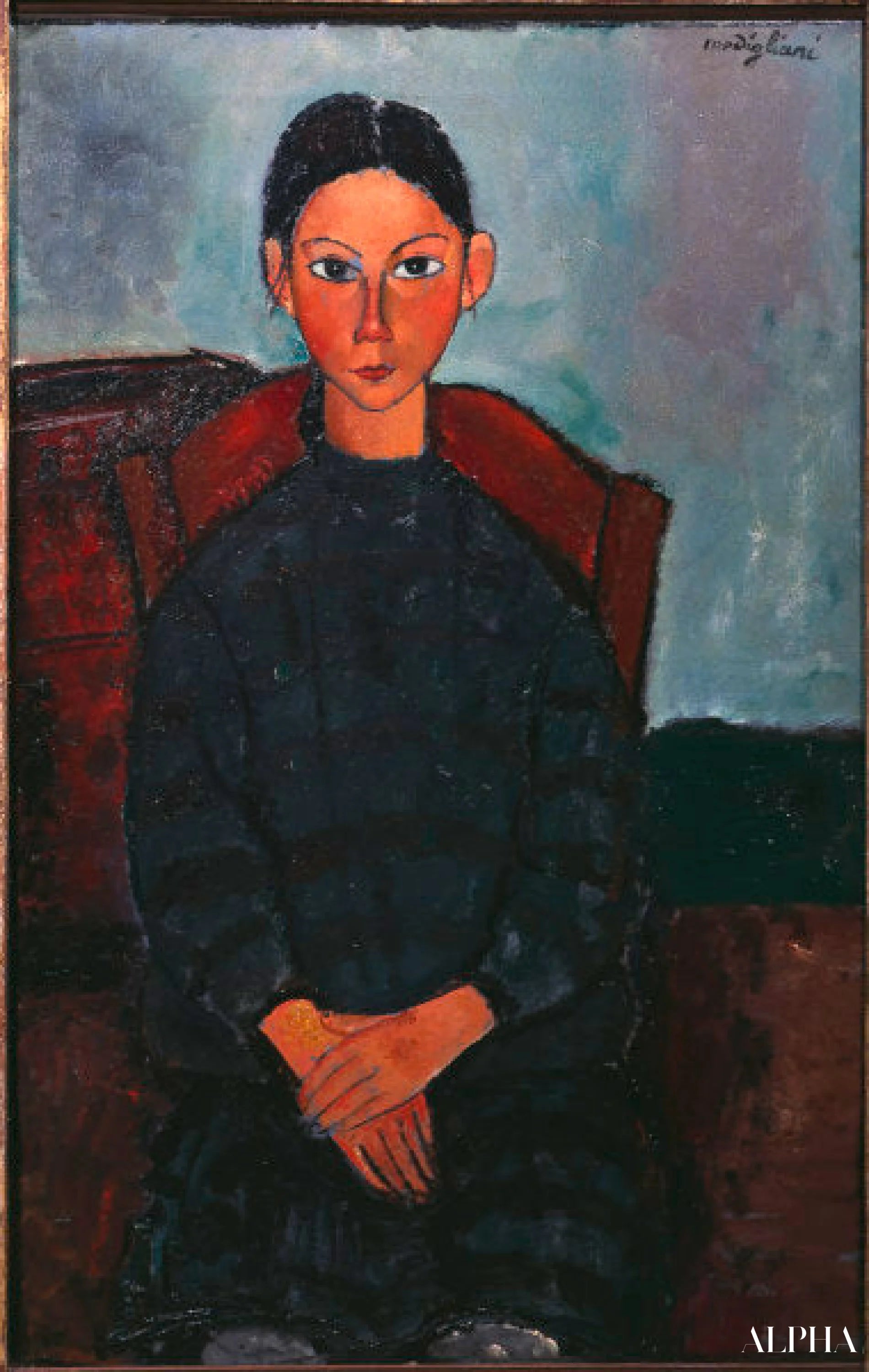 Fille avec un tablier noir - Amadeo Modigliani - Reproductions de tableaux et peintures haut de gamme