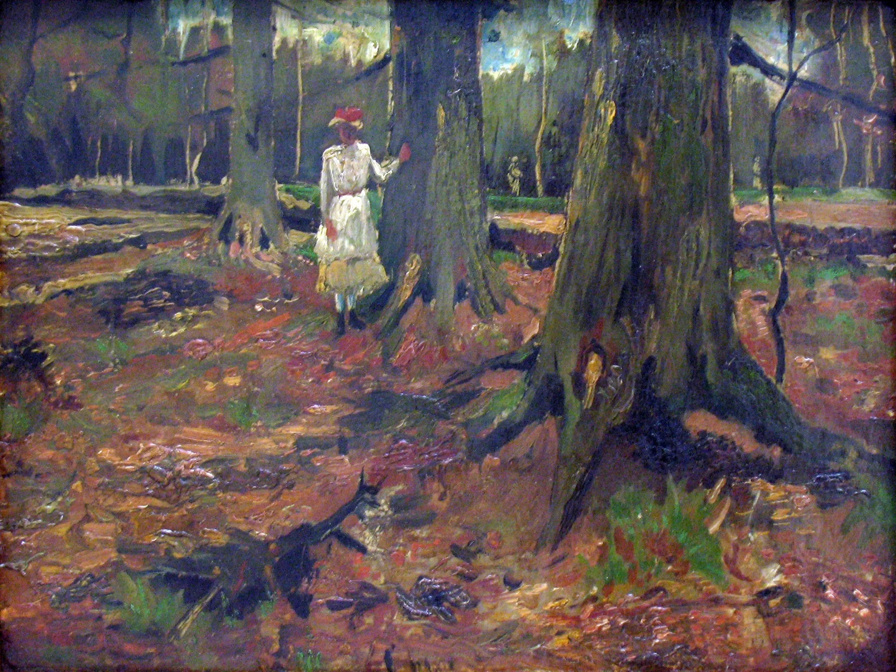 Fille en blanc dans les bois - Vincent van Gogh image 1 copie peinte à la main à l’huile
