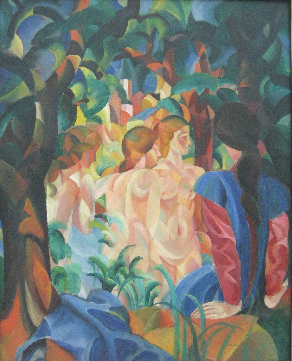 Filles se baignant avec la ville en arrière-plan - August Macke image 1 reproduction artisanale de tableau