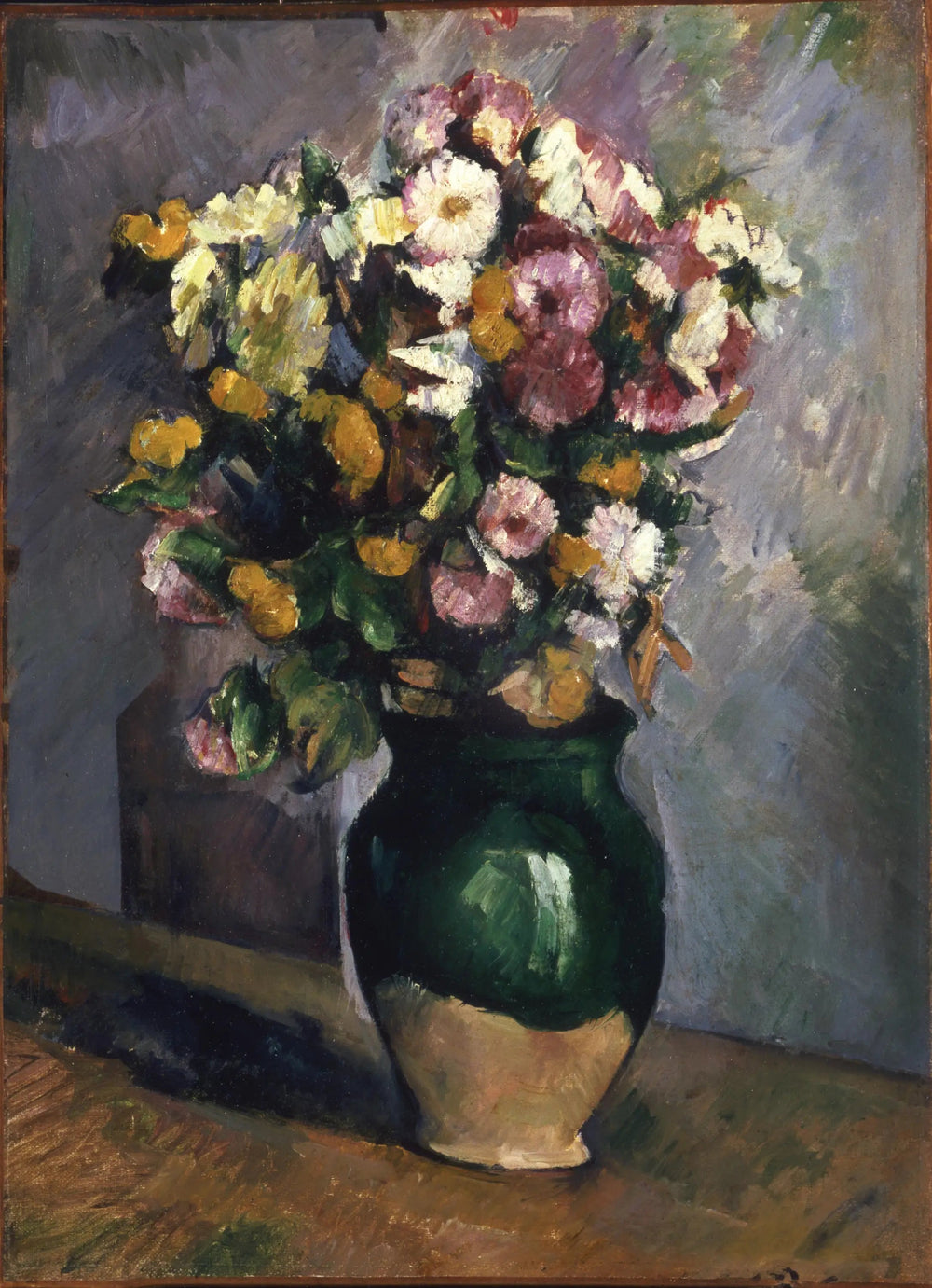 Fleurs dans un pot d'olives - Paul Cézanne image 1 copie peinte à la main à l’huile