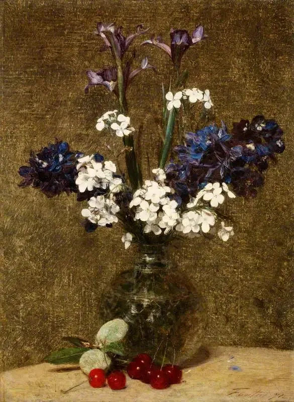꽃: 아이리스와 자스민, 테이블 위에 체리와 아몬드 - 앙리 판탱-라투르

Source:
Fleurs : Iris et Jacinthes, avec des cerises et des amandes sur la table - Henri Fantin-Latour