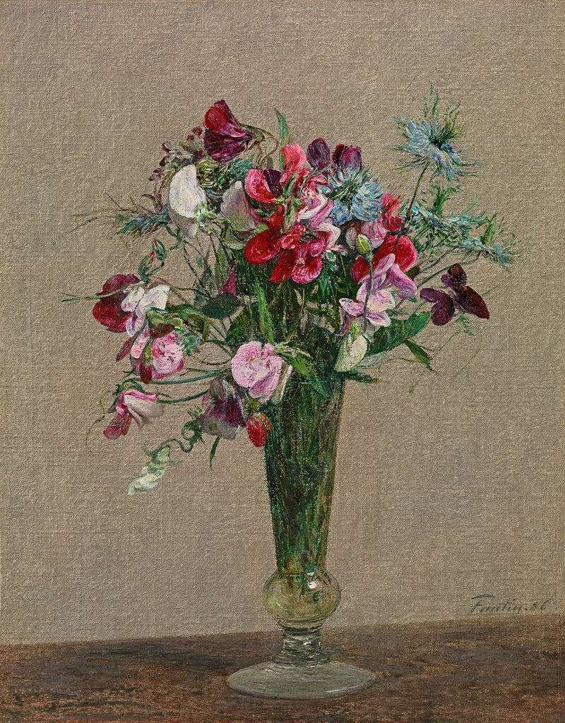 작은 꽃병에 담긴 꽃, 향기로운 완두콩과 니겔 - 앙리 판탱-라투르

Source:
Fleurs, pois de senteurs et nigelles dans un petit vase - Henri Fantin-Latour