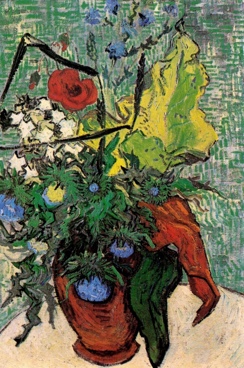 야생화와 엉겅퀴가 담긴 꽃병 - Vincent van Gogh