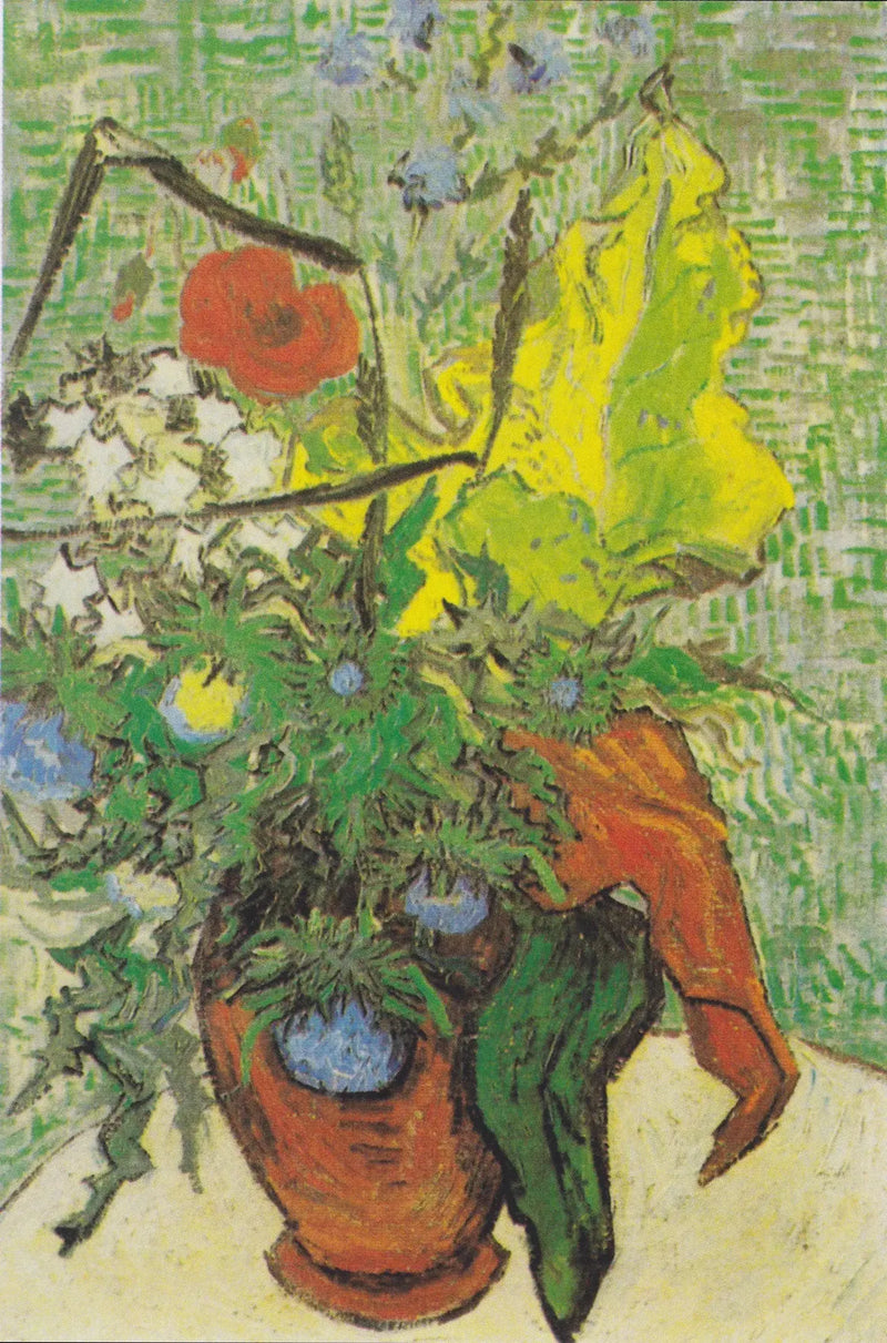 야생화와 엉겅퀴가 담긴 꽃병 - Vincent van Gogh