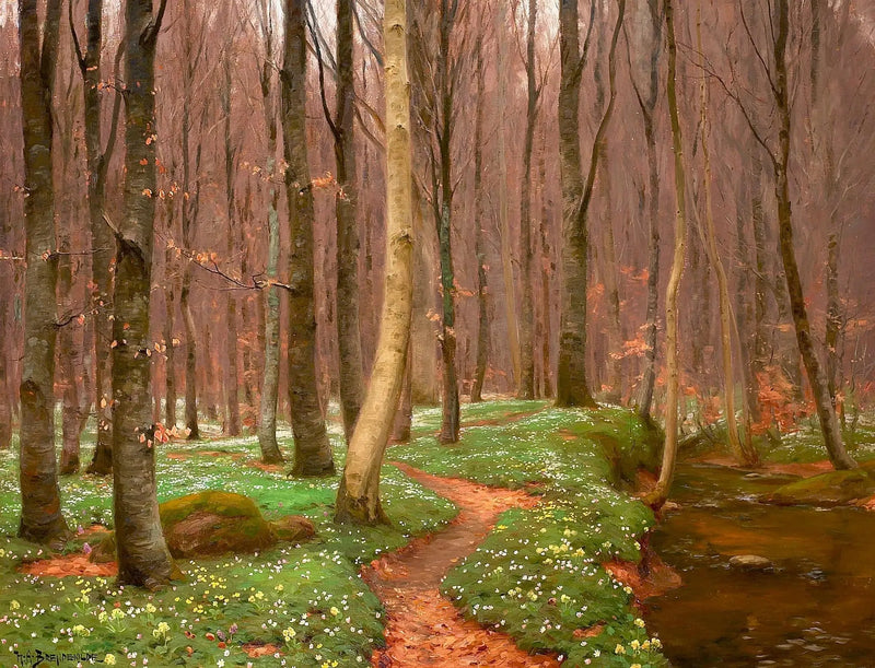 단풍나무 숲과 피어난 양귀비, 작은 시내 - H. A. Brendekilde

Source:
Forêt de hêtres avec des anémones en fleurs et un petit ruisseau. - H. A. Brendekilde
