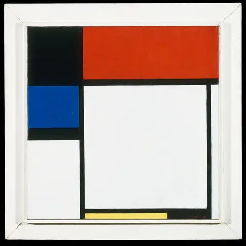 Fox Trot B, avec noir, rouge, bleu et jaune - Piet Mondrian image 1 copie de tableau peinte à la main