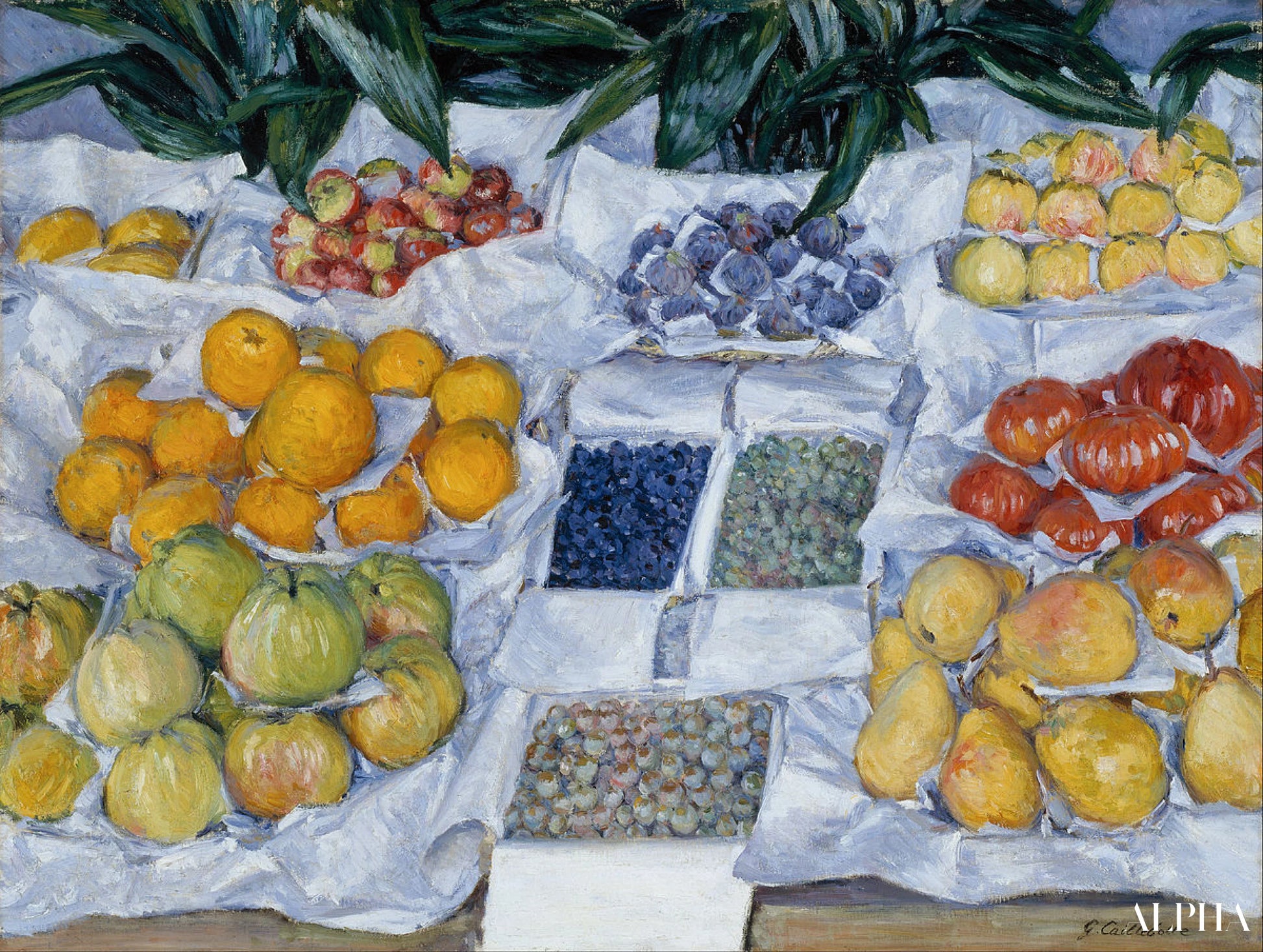 지지대에 전시된 과일 - Caillebotte - 고급 그림 및 회화 복제품