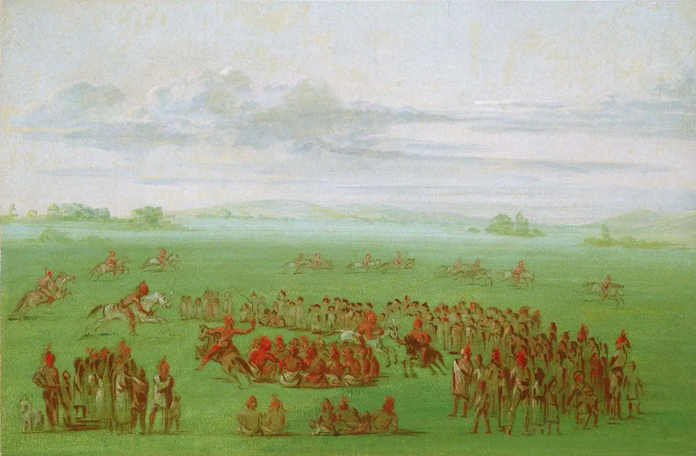 « Fumer les chevaux », une coutume curieuse des Sauk et des Fox - George Catlin image 1 reproduction de peinture à l’huile