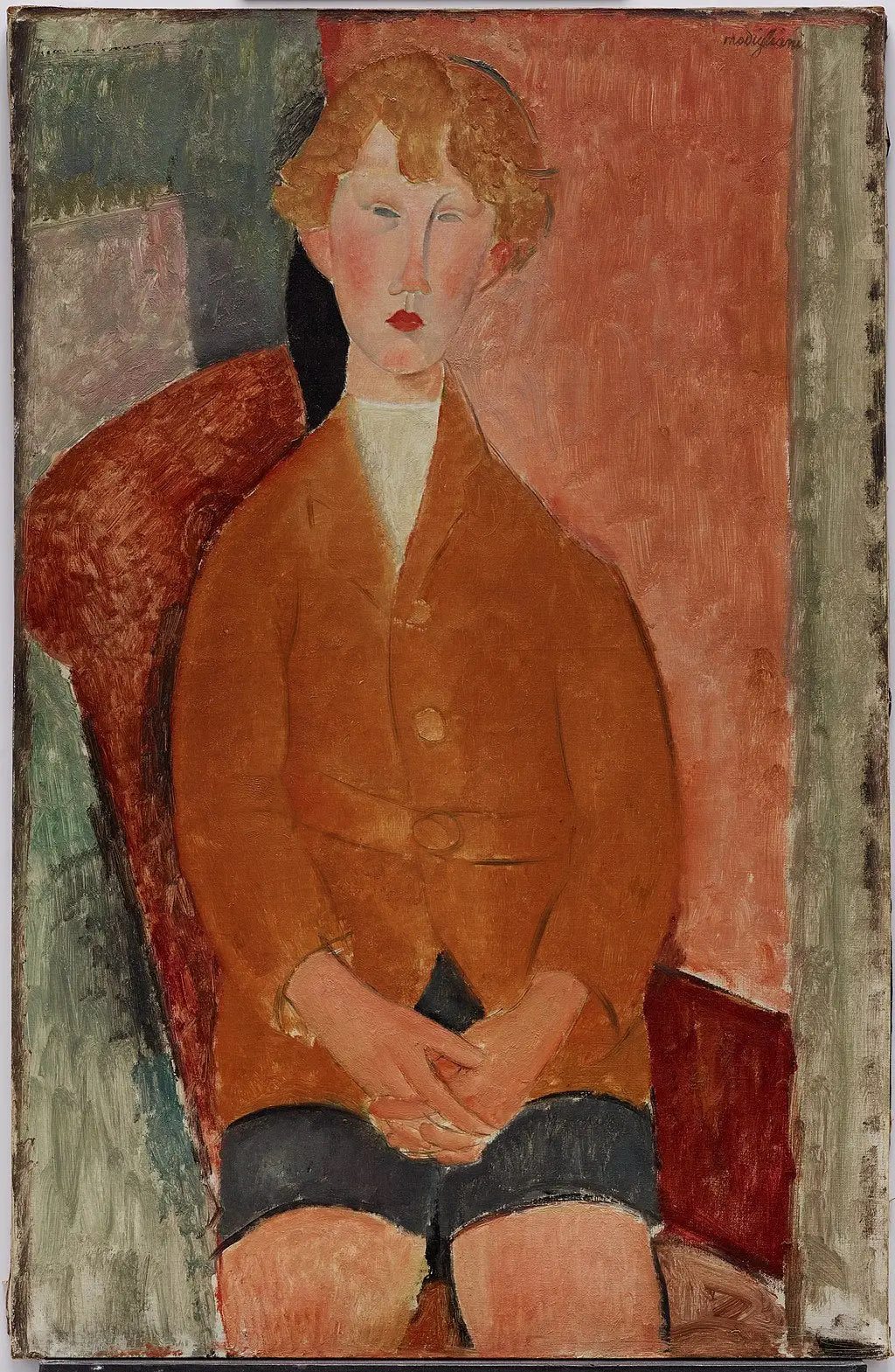 Garçon en short - Amedeo Modigliani image 1 copie de tableau peinte à la main