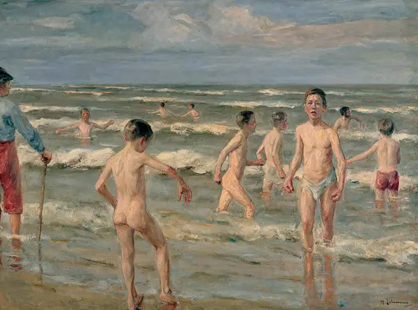 Garçons baignant - Max Liebermann image 1 reproduction de peinture à l’huile