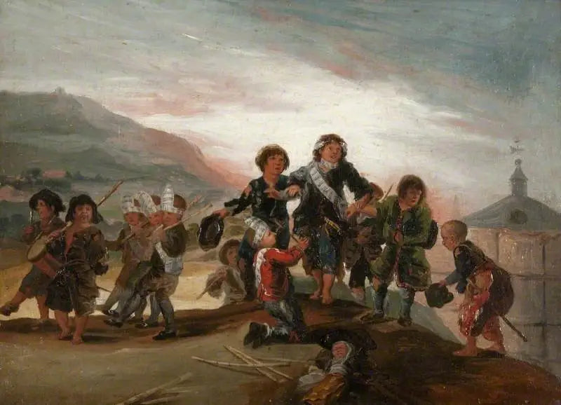 Garçons jouant aux soldats - Francisco de Goya image 1 tableau peint à l’huile sur toile