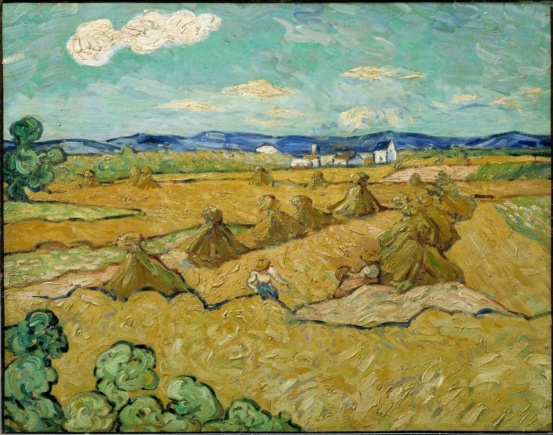 Les Gerbes, NM 1802 — copie ancienne d’après Vincent van Gogh représentant une moisson et une paysanne