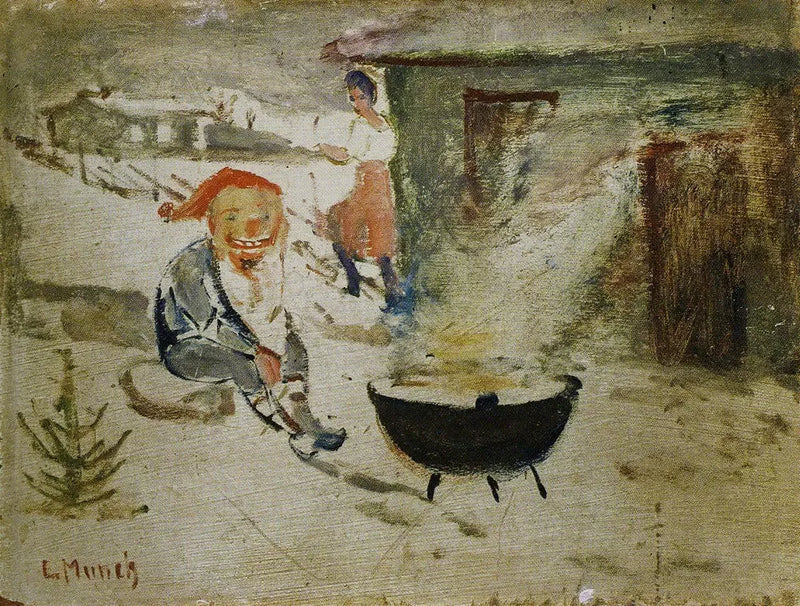 크리스마스 죽을 먹는 고벨랭 - 에드바르 뭉크
