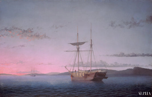 Goélettes de bois de construction en soirée dans la baie de Penobscot, 1863 - Fitz Henry Lane - Reproductions de tableaux et peintures haut de gamme