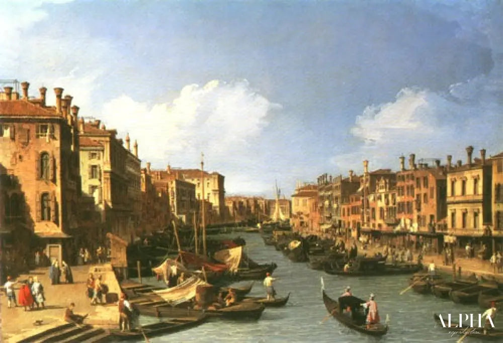 Grand Canal : vue du sud-ouest depuis le pont du Rialto tonne le Palazzo FosAri le - Canal Giovanni Antonio - Reproductions de tableaux et peintures haut de gamme