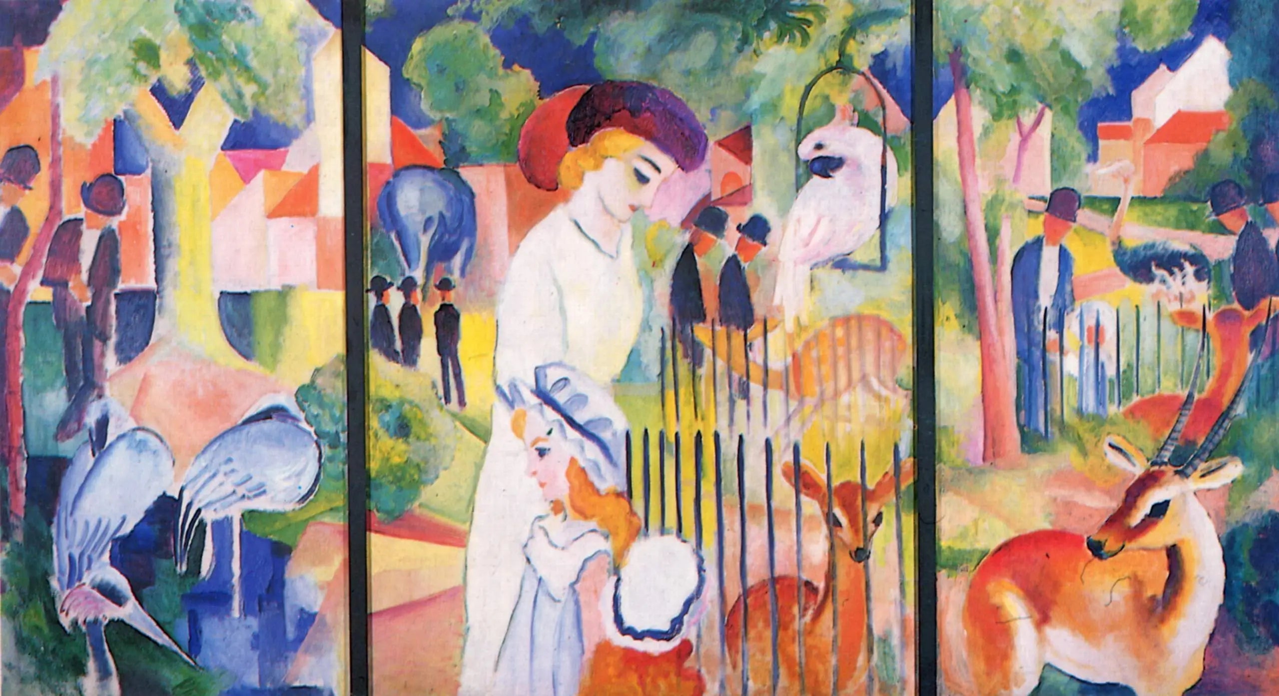 Großer Zoologischer Garten, Triptychon - August Macke image 1 reproduction de peinture à l’huile