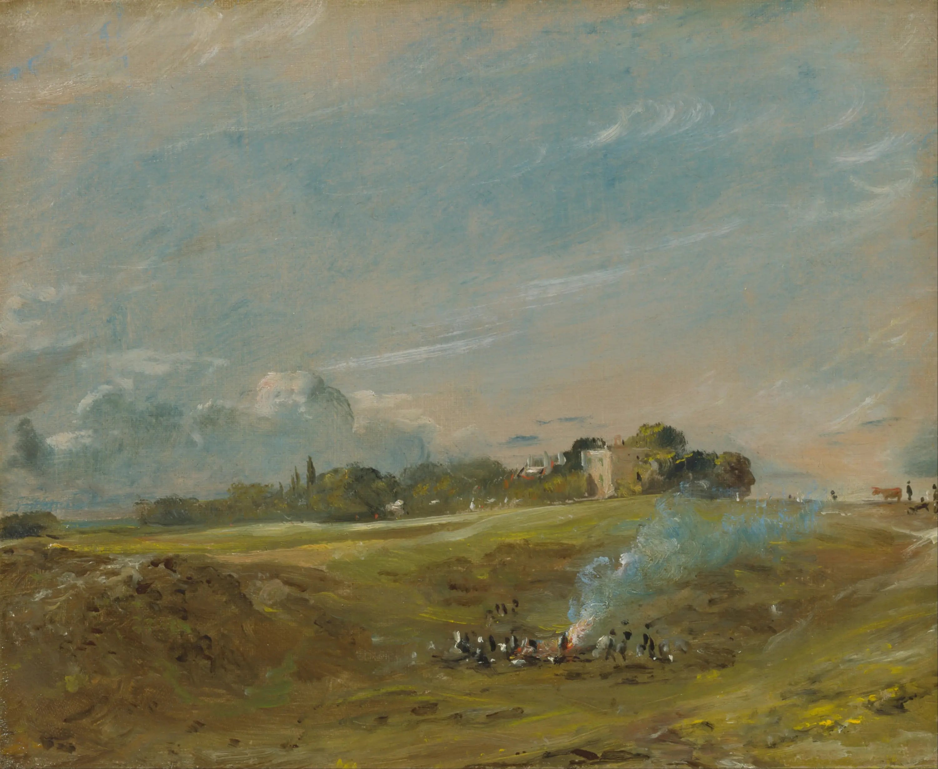 Hampstead Heath, avec un feu de joie - John Constable image 1 reproduction artisanale de tableau