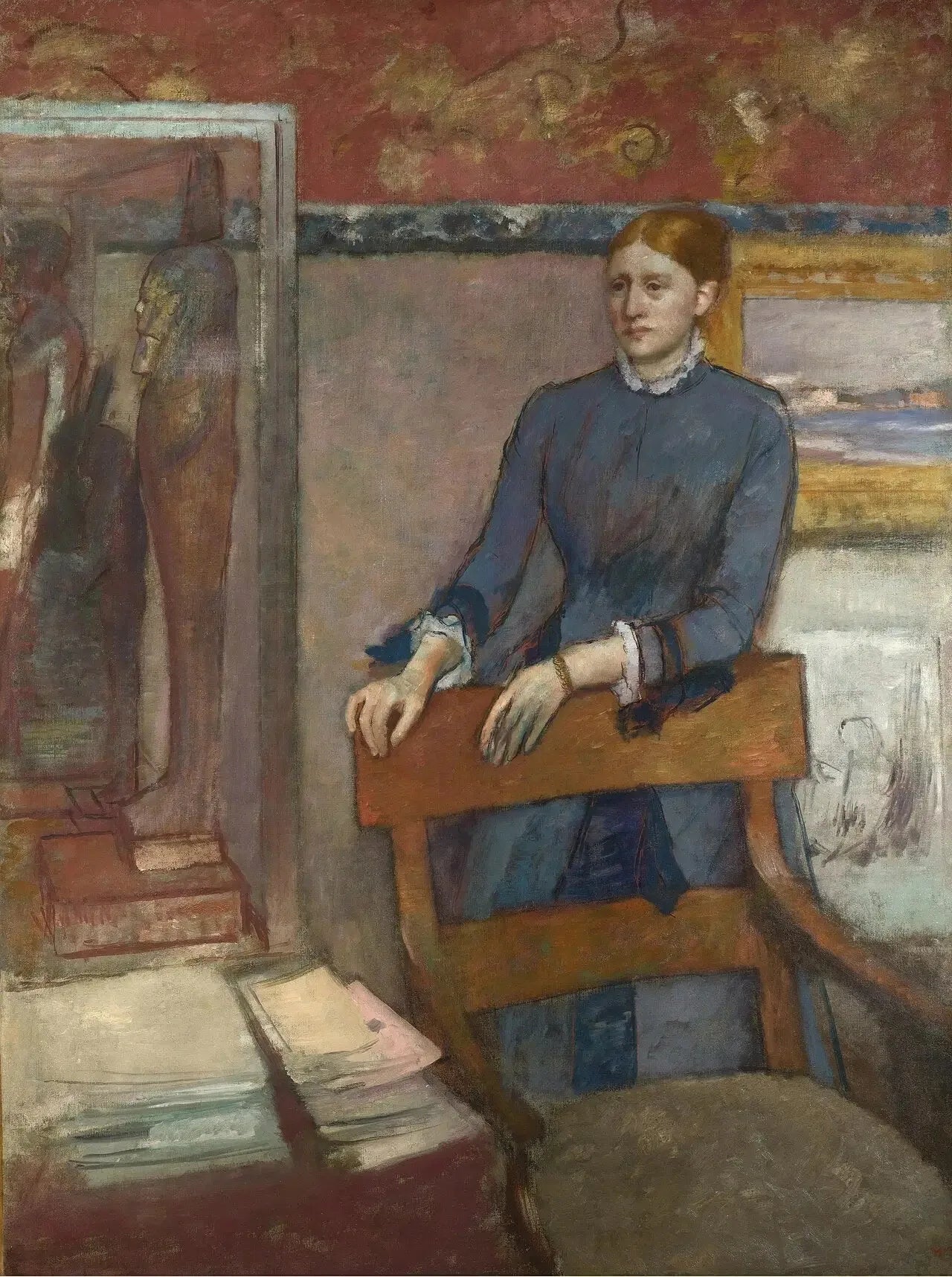 Hélène Rouart dans le bureau de son père - Edgar Degas image 1 reproduction artisanale de tableau