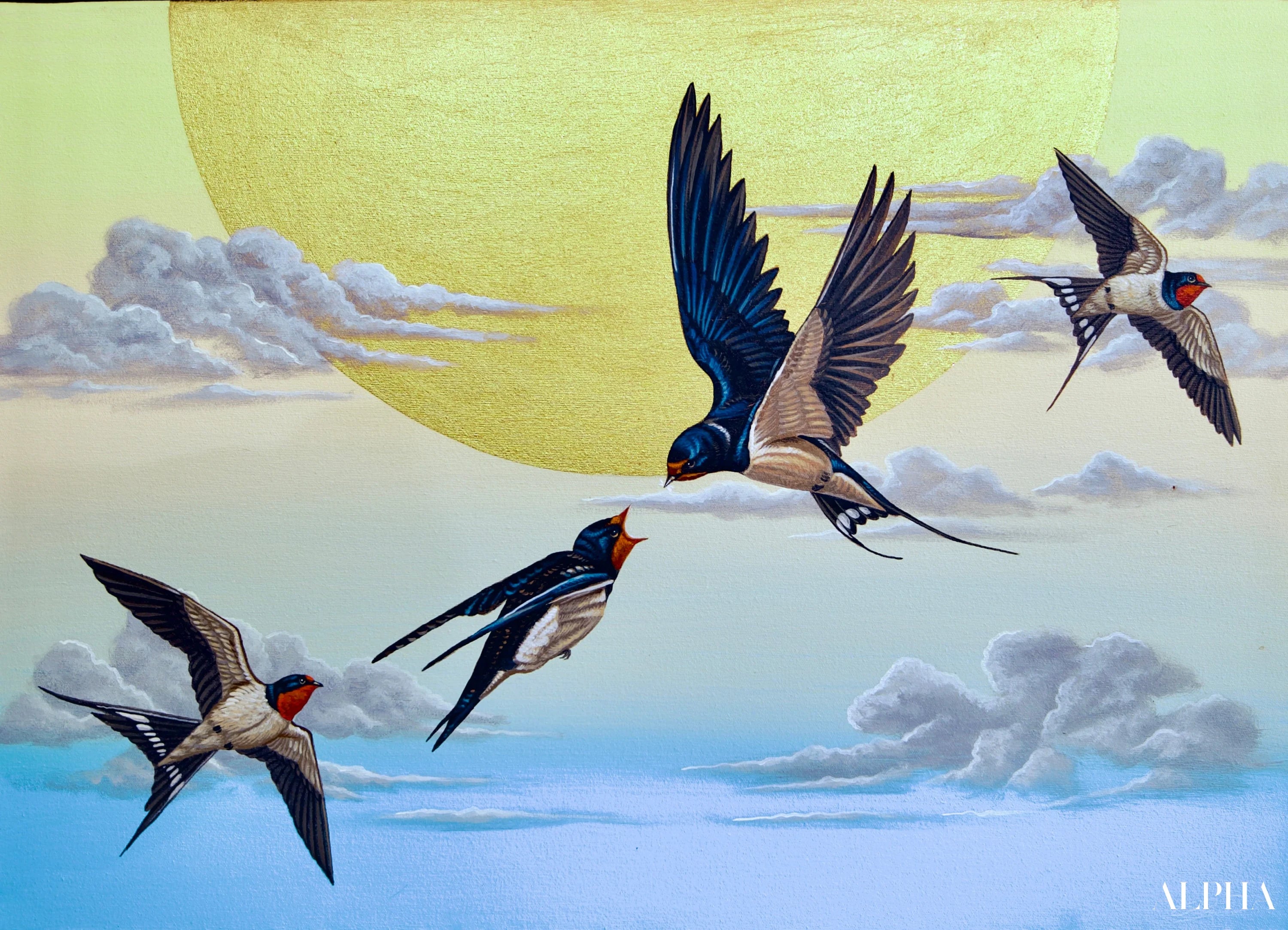 Swallow in the Sky - Thanatchapong | 70 X 50 cm Reproductions de tableaux à la peinture à l’huile