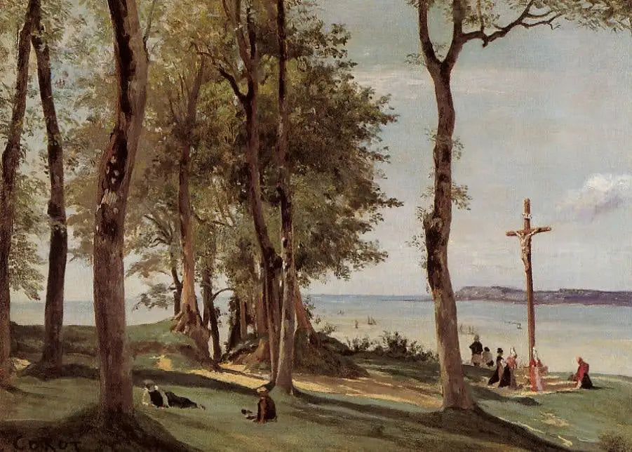 Honfleur calvaire de la côte de Grâce - Jean-Baptiste Camille Corot - Alpha Reproduction