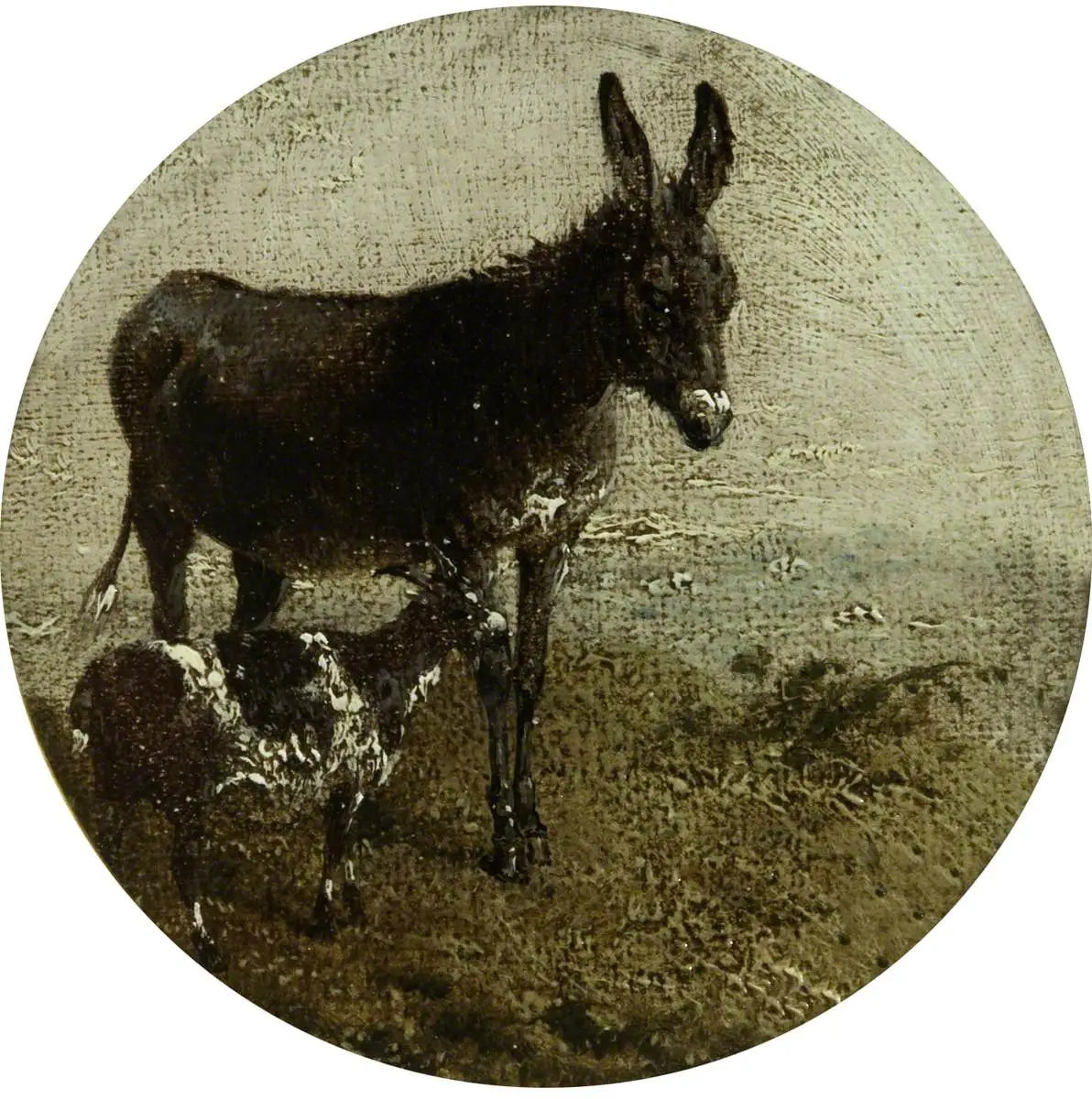 Huit scènes de ferme circulaires : âne et chèvre - John Frederick Herring, Sr. image 1 tableau peint à l’huile sur toile