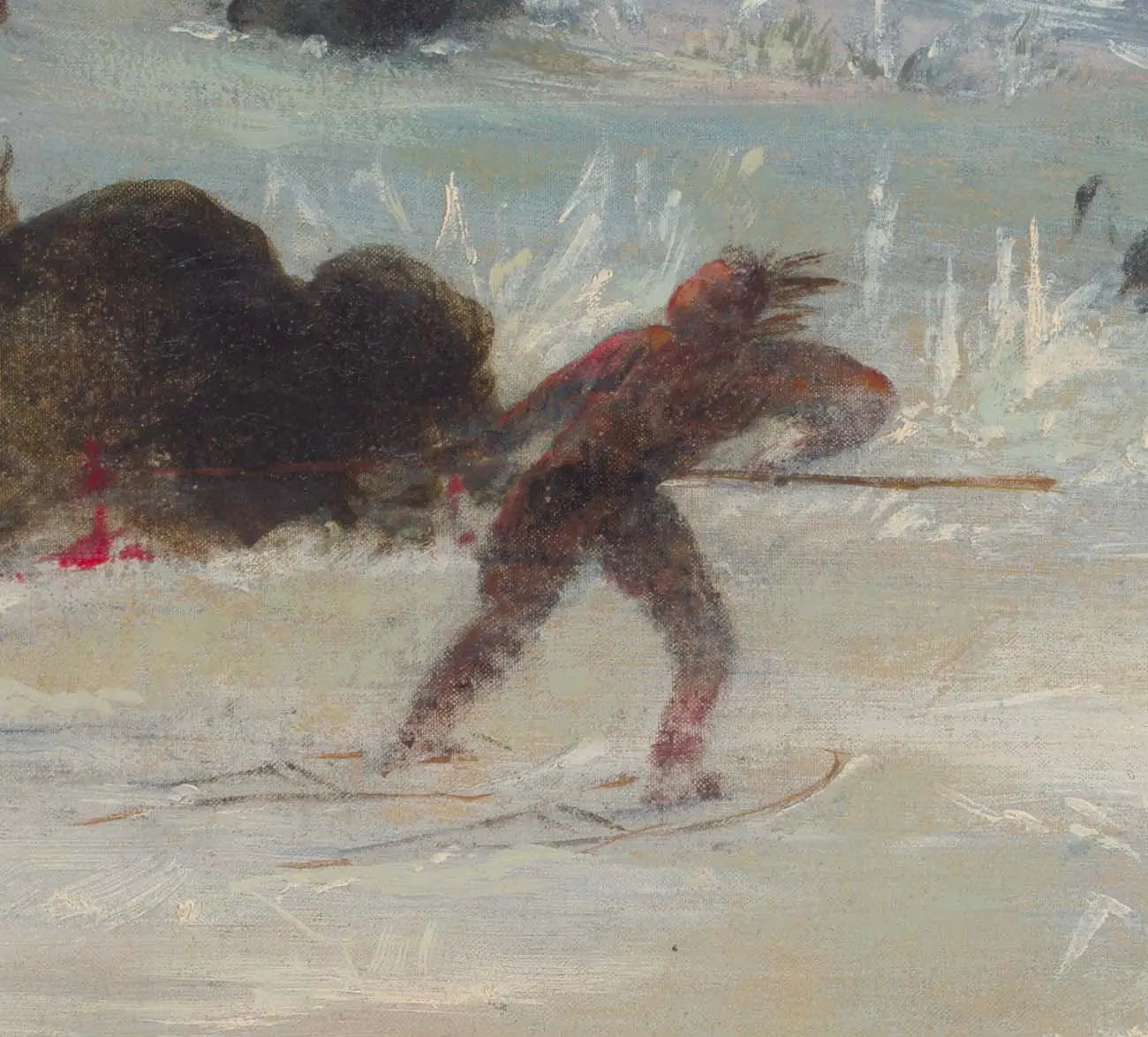 Indiens Assiniboines poursuivant le bison en raquettes - George Catlin image 1 reproduction artisanale de tableau