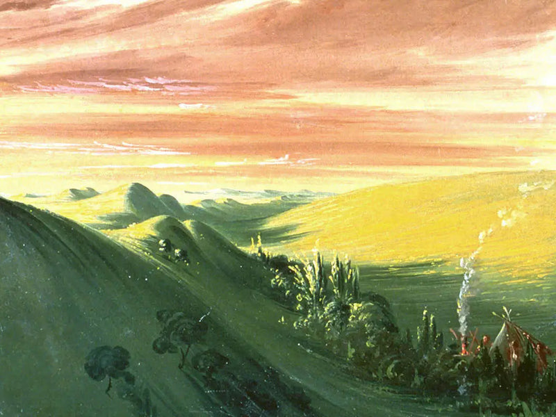 해질녘에 캠핑하는 인디언들, 하이무저리 - 조지 캐틀린

Source:
Indiens campant au coucher du soleil, Haut-Missouri - George Catlin
