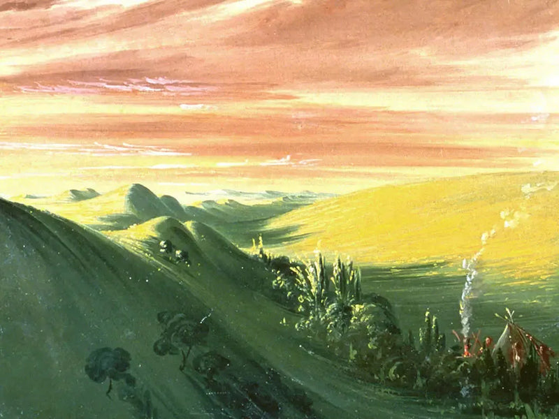 해질녘에 캠핑하는 인디언들, 하이무저리 - 조지 캐틀린

Source:
Indiens campant au coucher du soleil, Haut-Missouri - George Catlin