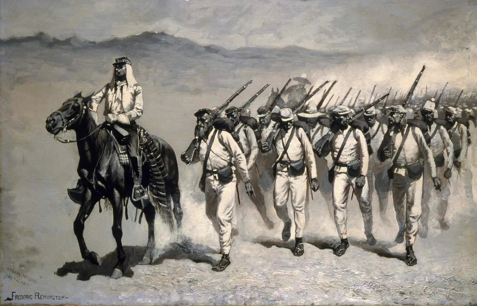 Infanterie mexicaine « En marche » - Frederic Remington image 1 reproduction artisanale de tableau