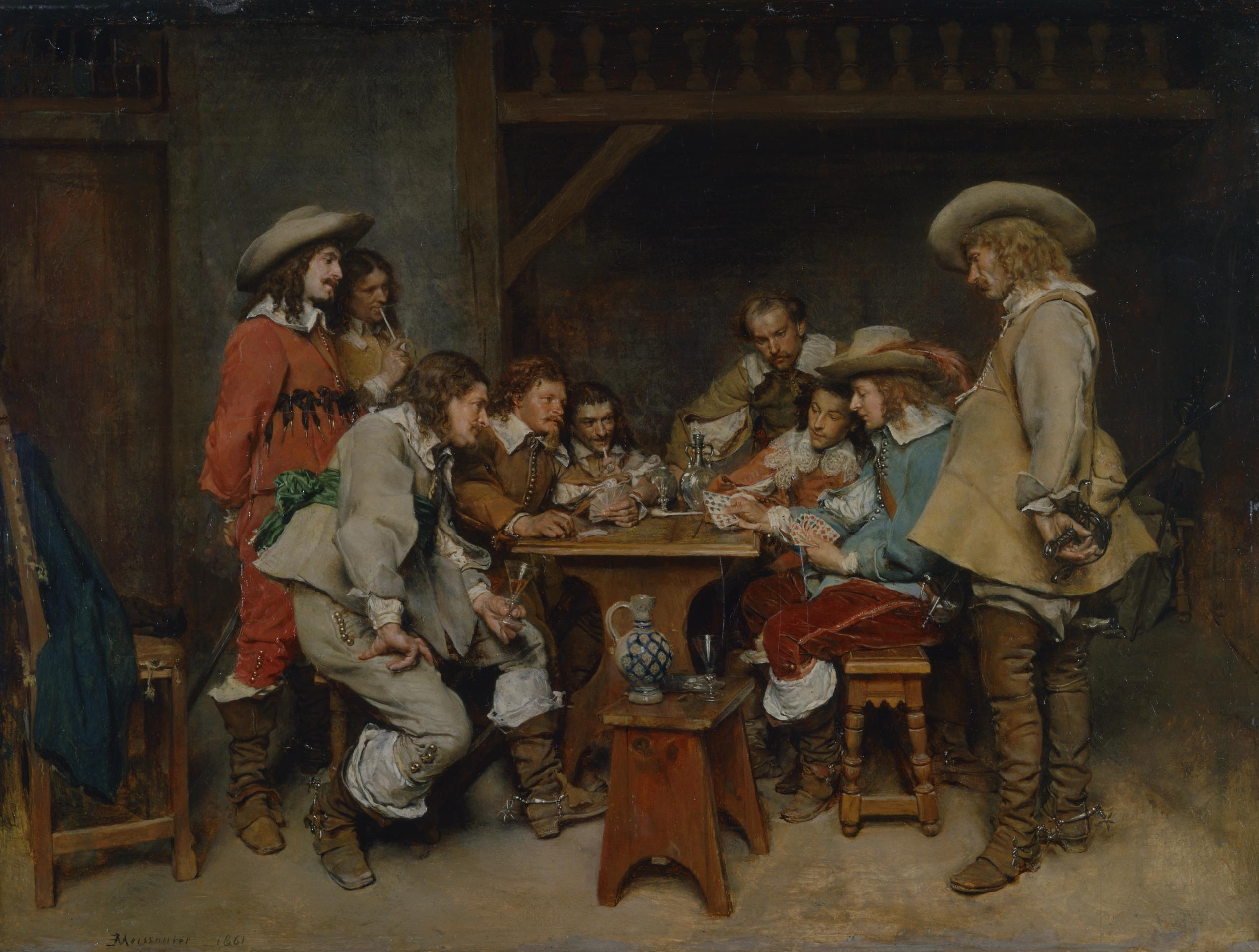 Innocents et tricheurs aux cartes - Ernest Meissonier image 1 copie peinte à la main à l’huile